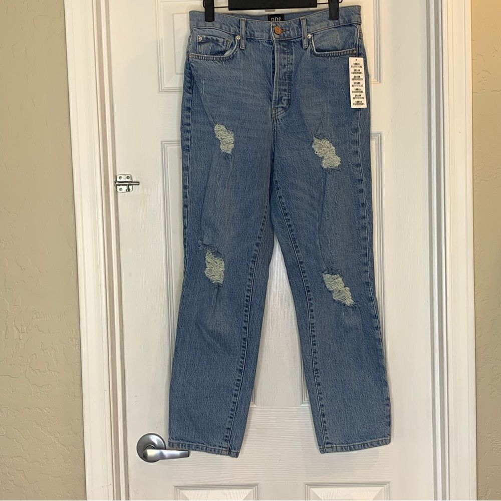 BDG Urban Outfitters High Rise Slim Straight Distressed Button Fly Jeans Size 27